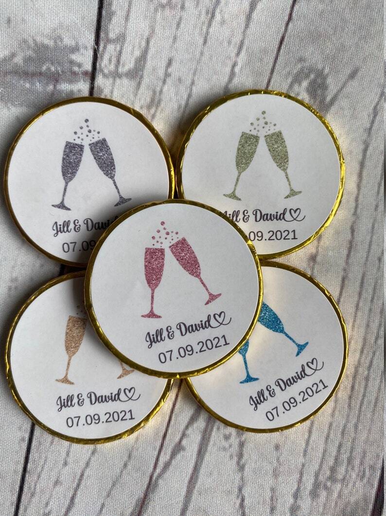 5 x Personalised Wedding Milk Chocolate Coins