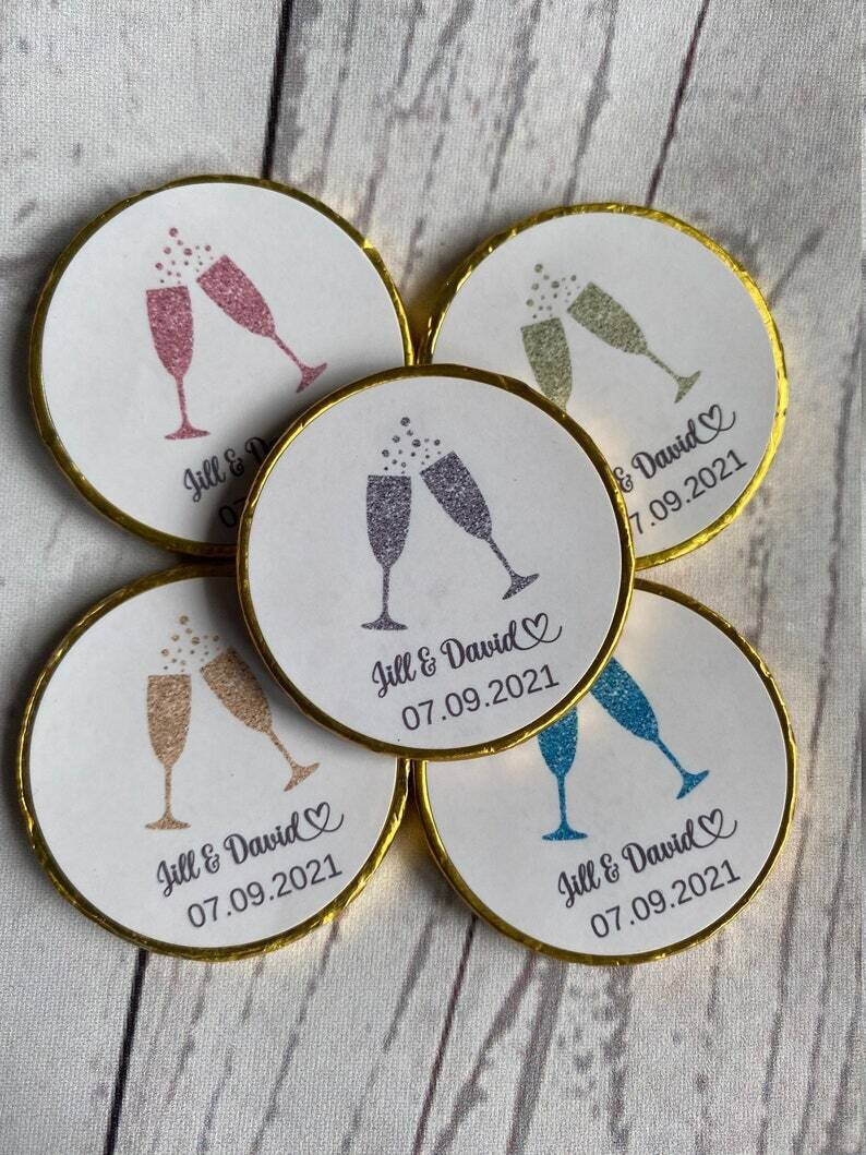 5 x Personalised Wedding Milk Chocolate Coins