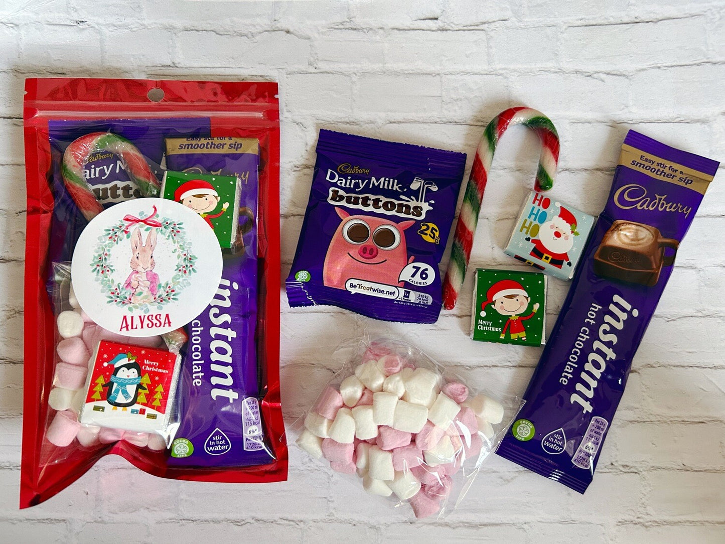 Personalised Christmas hot chocolate Peter Rabbit Christmas eve box filler Christmas Chocolate Christmas eve gift Christmas stocking filler