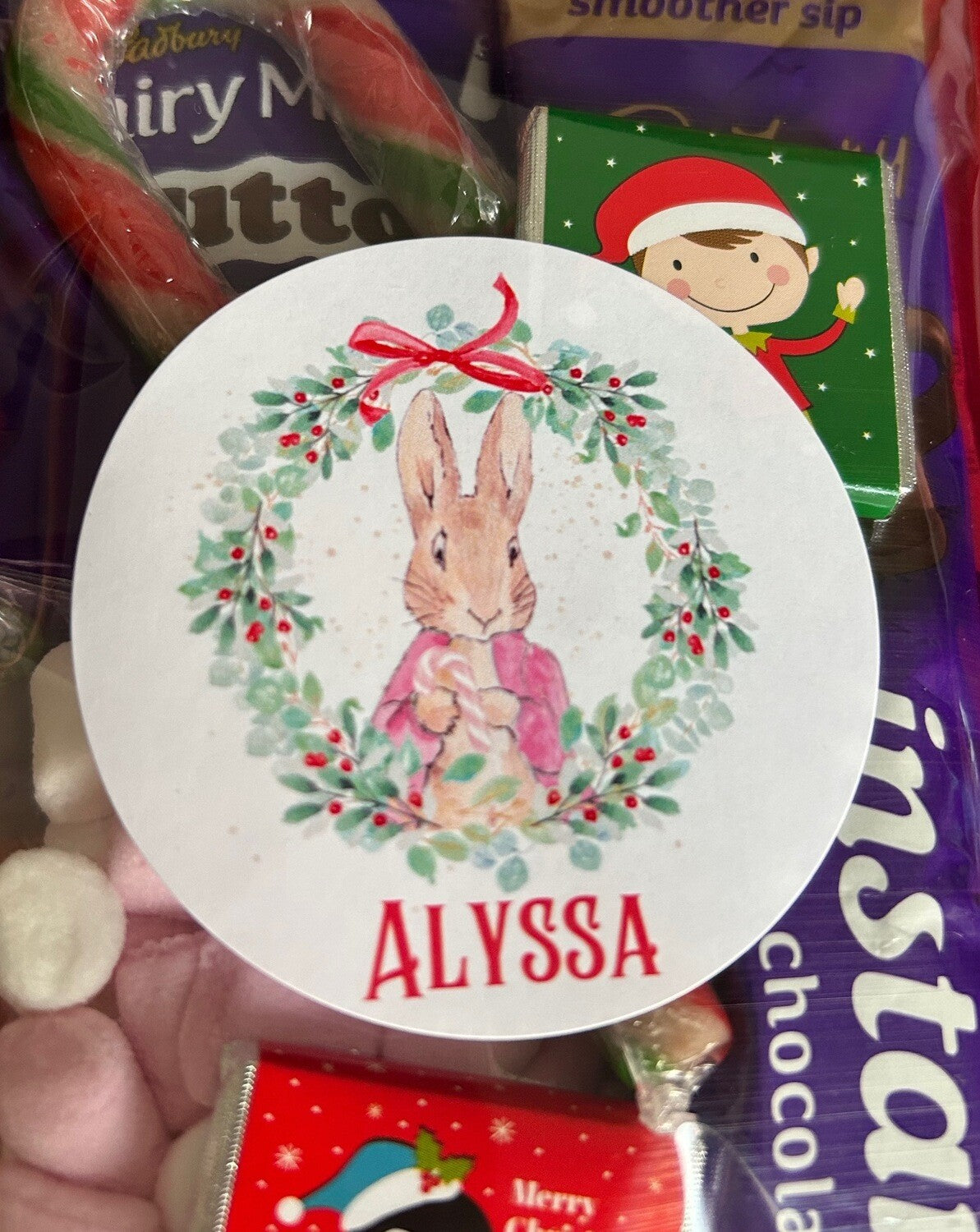 Personalised Christmas hot chocolate Peter Rabbit Christmas eve box filler Christmas Chocolate Christmas eve gift Christmas stocking filler