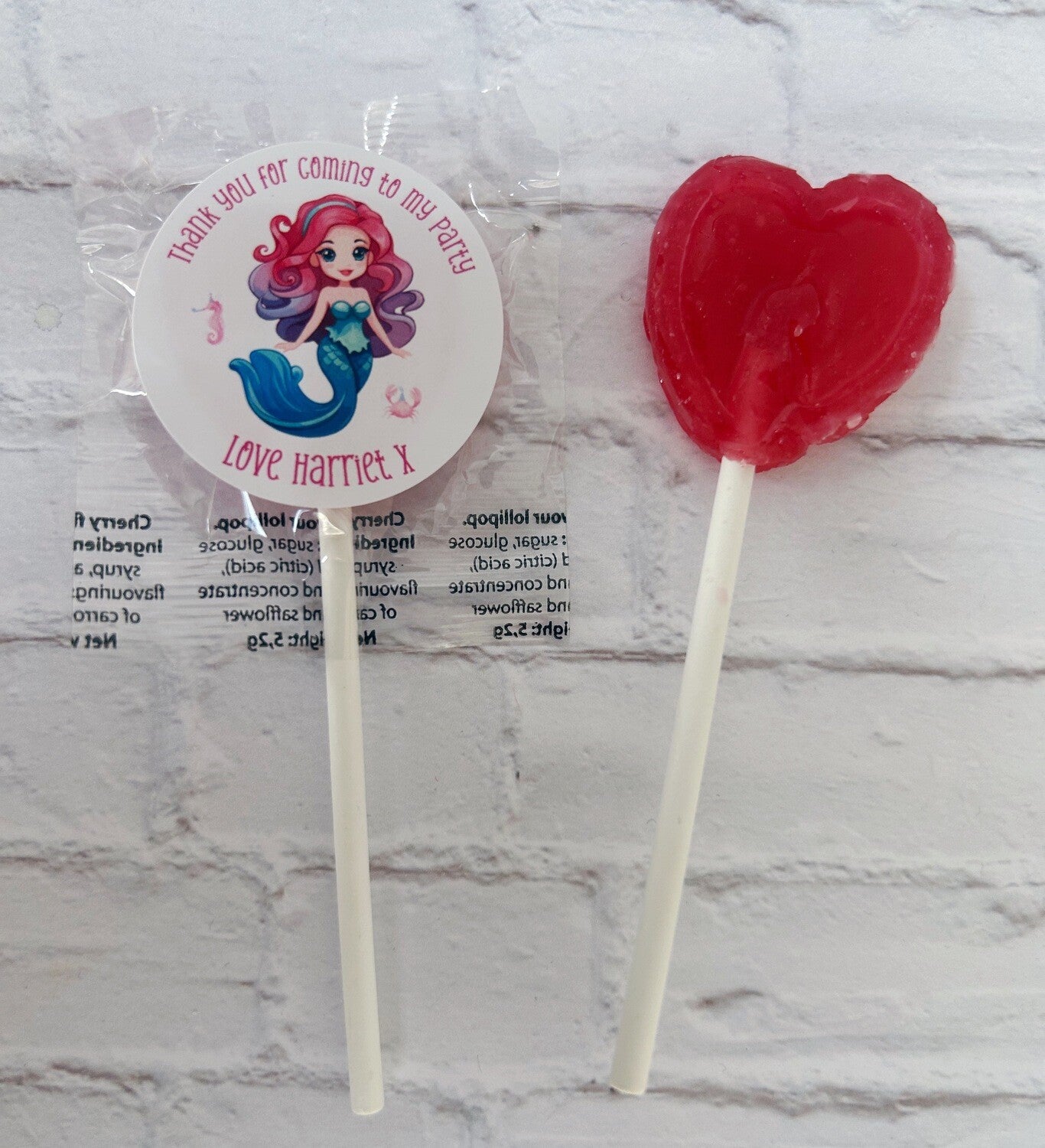 Bulk personalised Mermaid birthday party lollipops