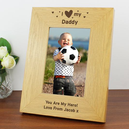 Personalised Oak Finish 6x4 I Heart My Photo Frame FD