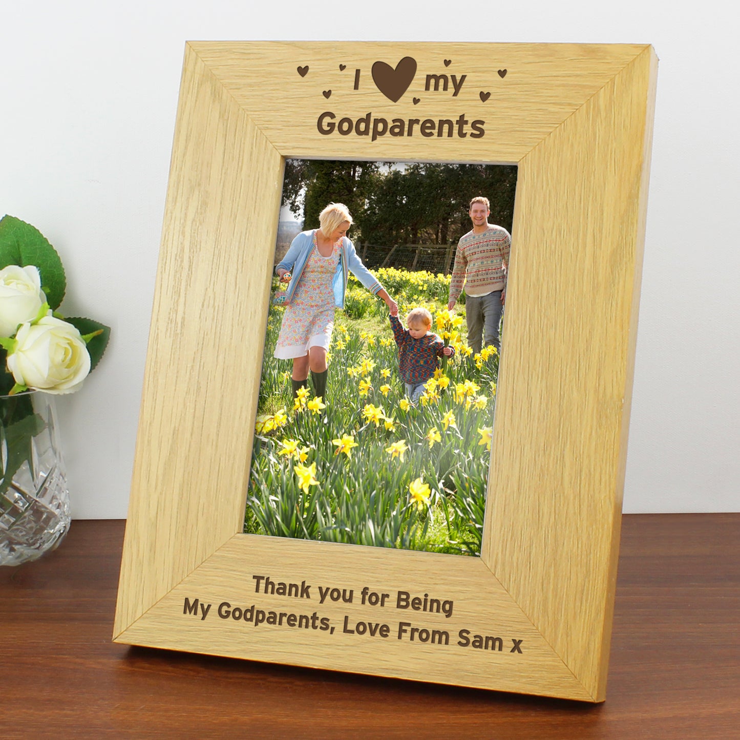 Personalised Oak Finish 6x4 I Heart My Photo Frame FD