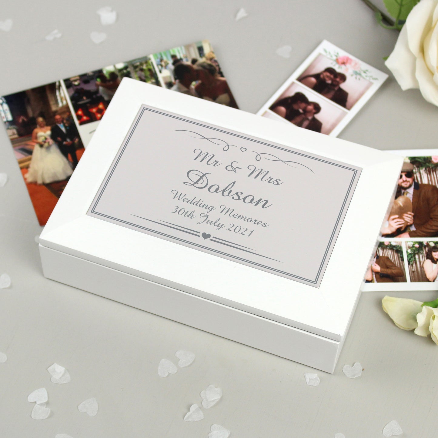 Personalised Silver Elegant Wooden Jewellery Box