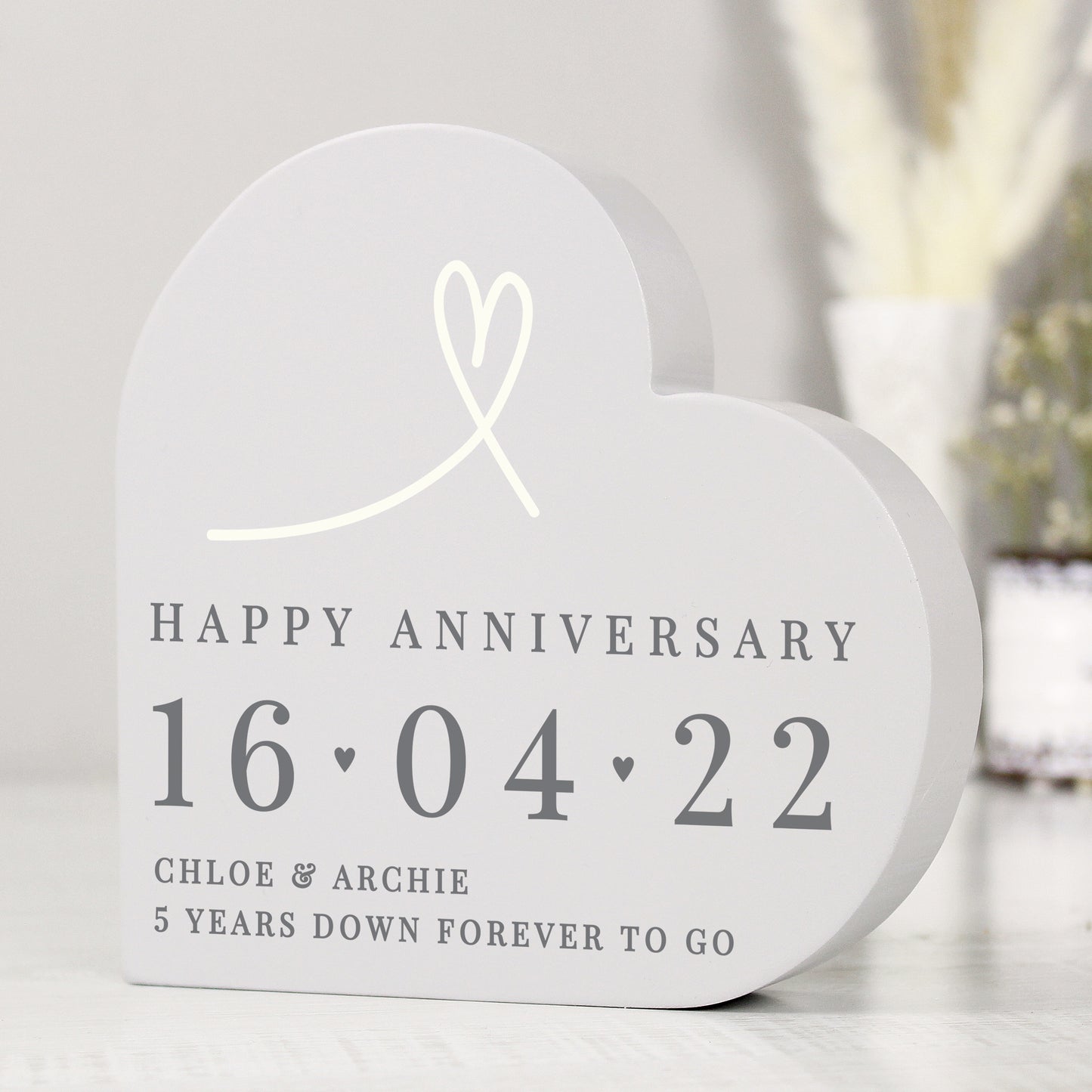 Personalised Free Text Free Standing Heart Ornament