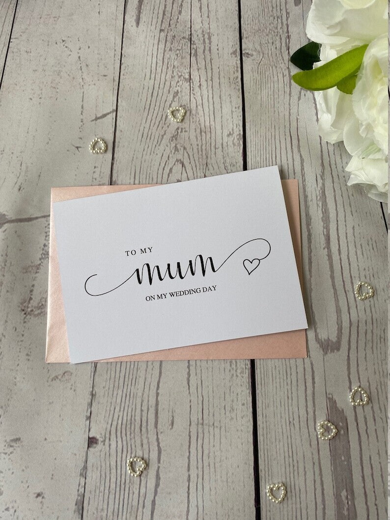 To My Mum Dad Parents Wedding Thank You Card - Swirly Font - With Envelopes