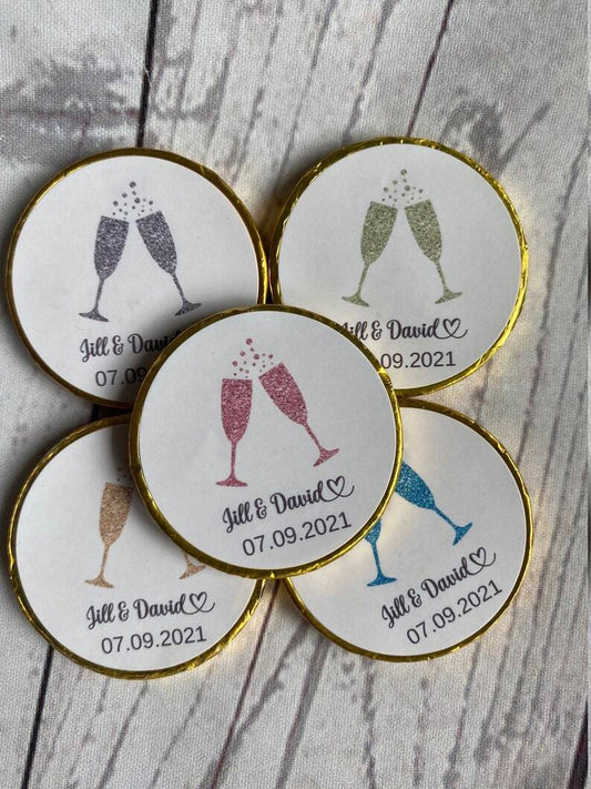 5 x Personalised Wedding Milk Chocolate Coins