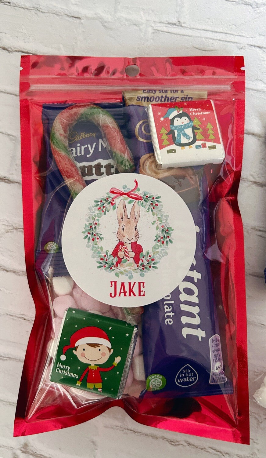 Personalised Christmas hot chocolate Peter Rabbit Christmas eve box filler Christmas Chocolate Christmas eve gift Christmas stocking filler