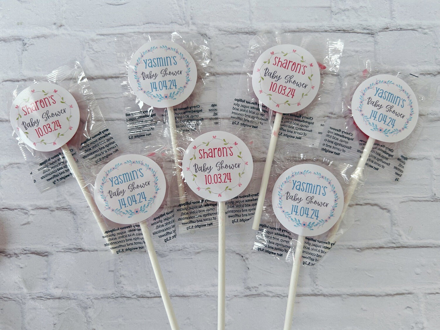 Bulk personalised Baby Shower lollipops