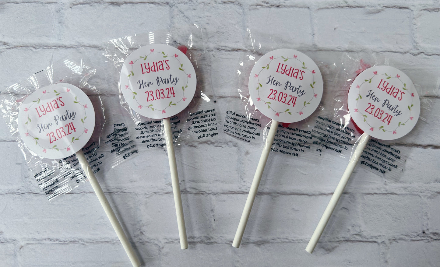 Bulk Personalised Hen party lollipops