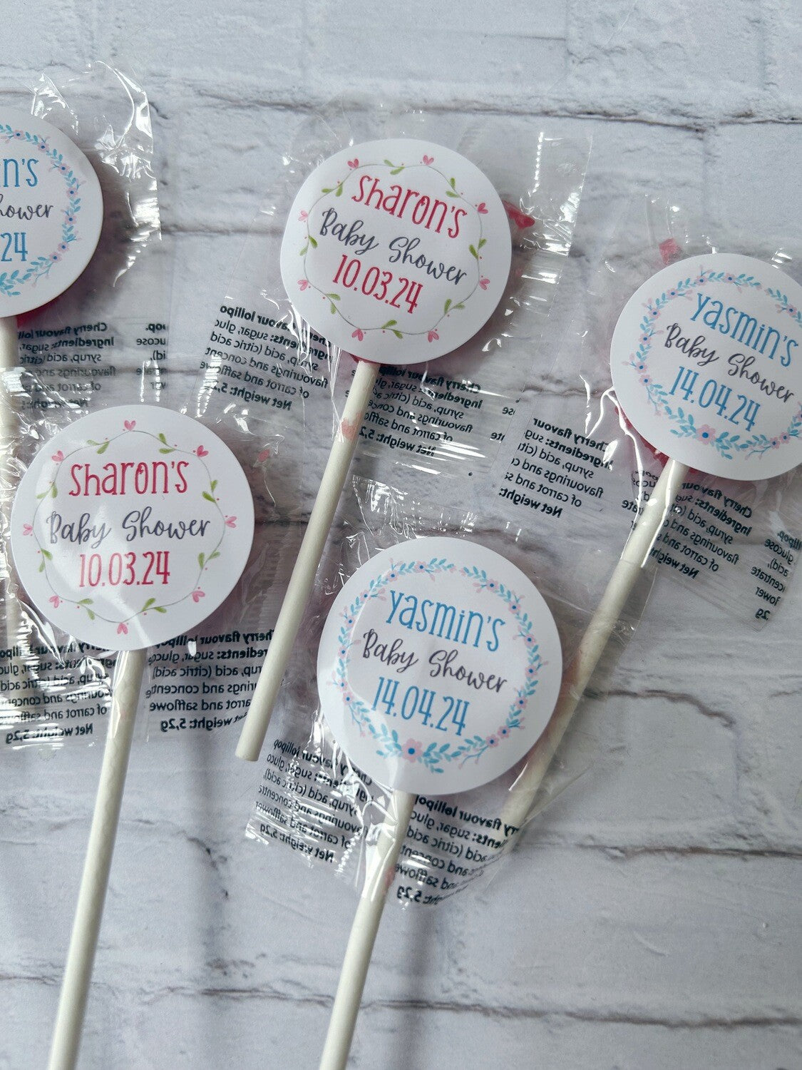 Bulk personalised Baby Shower lollipops