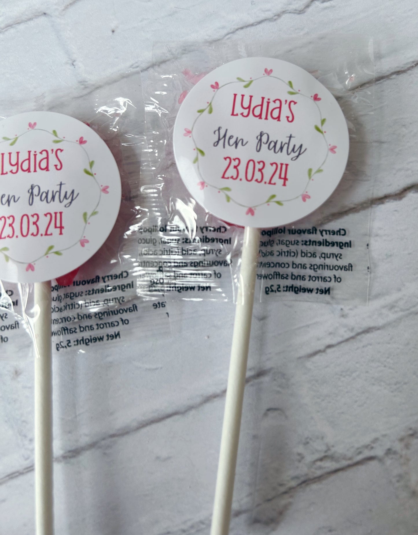 Bulk Personalised Hen party lollipops