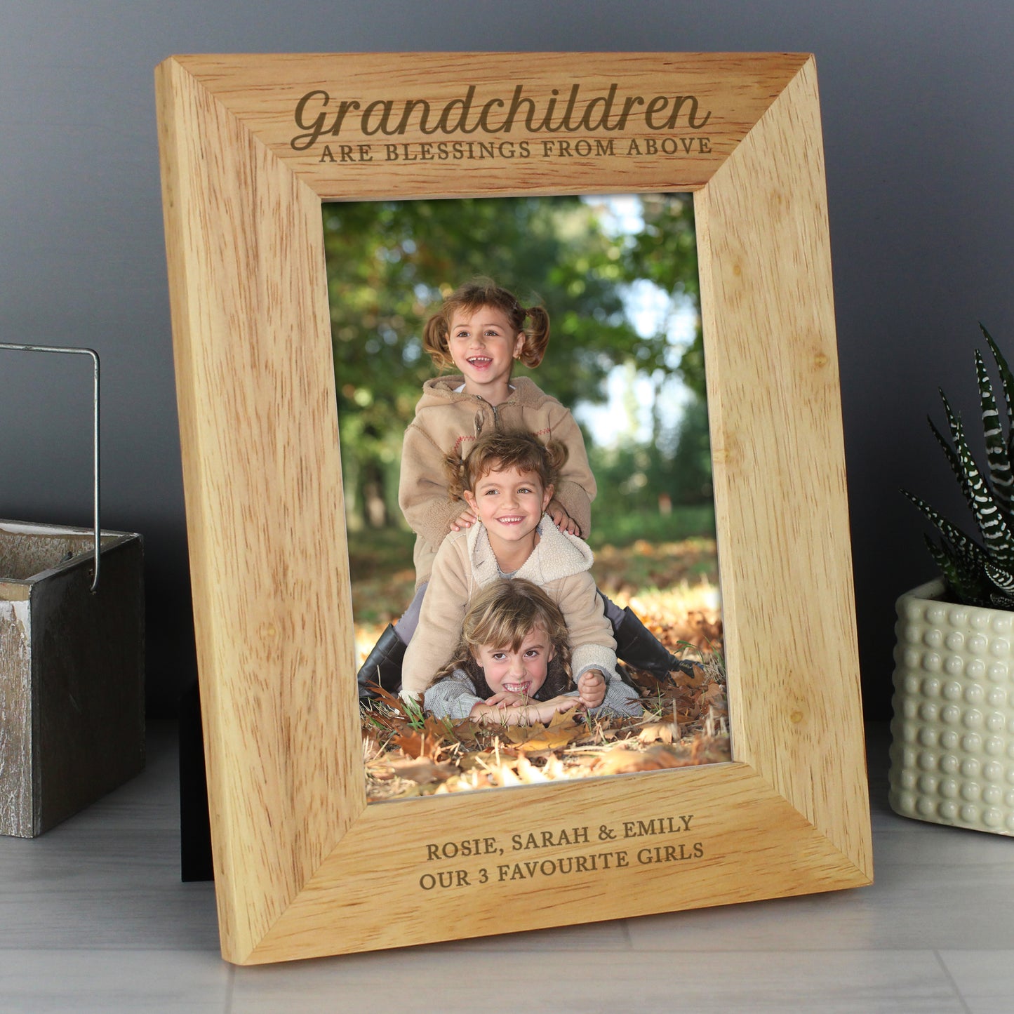 Personalised 'Grandchildren are a Blessing' 5x7 Oak Finish Photo Frame