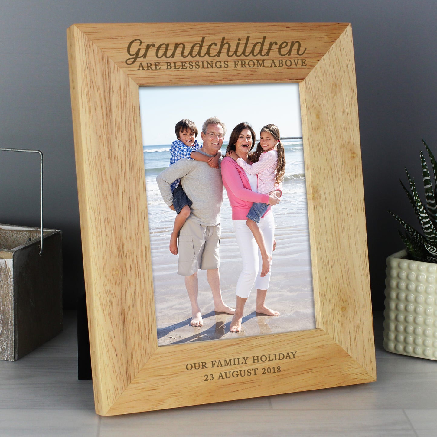 Personalised 'Grandchildren are a Blessing' 5x7 Oak Finish Photo Frame
