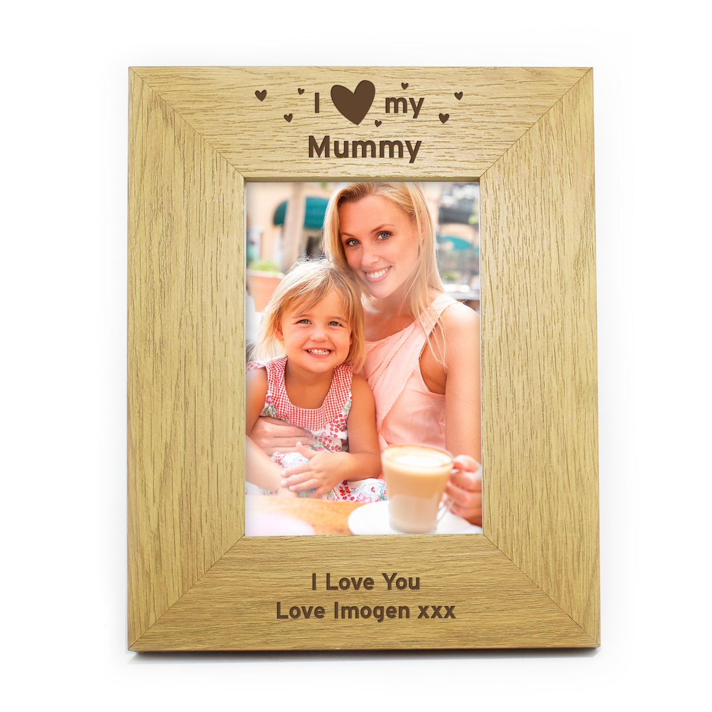 Personalised Oak Finish 6x4 I Heart My Photo Frame FD