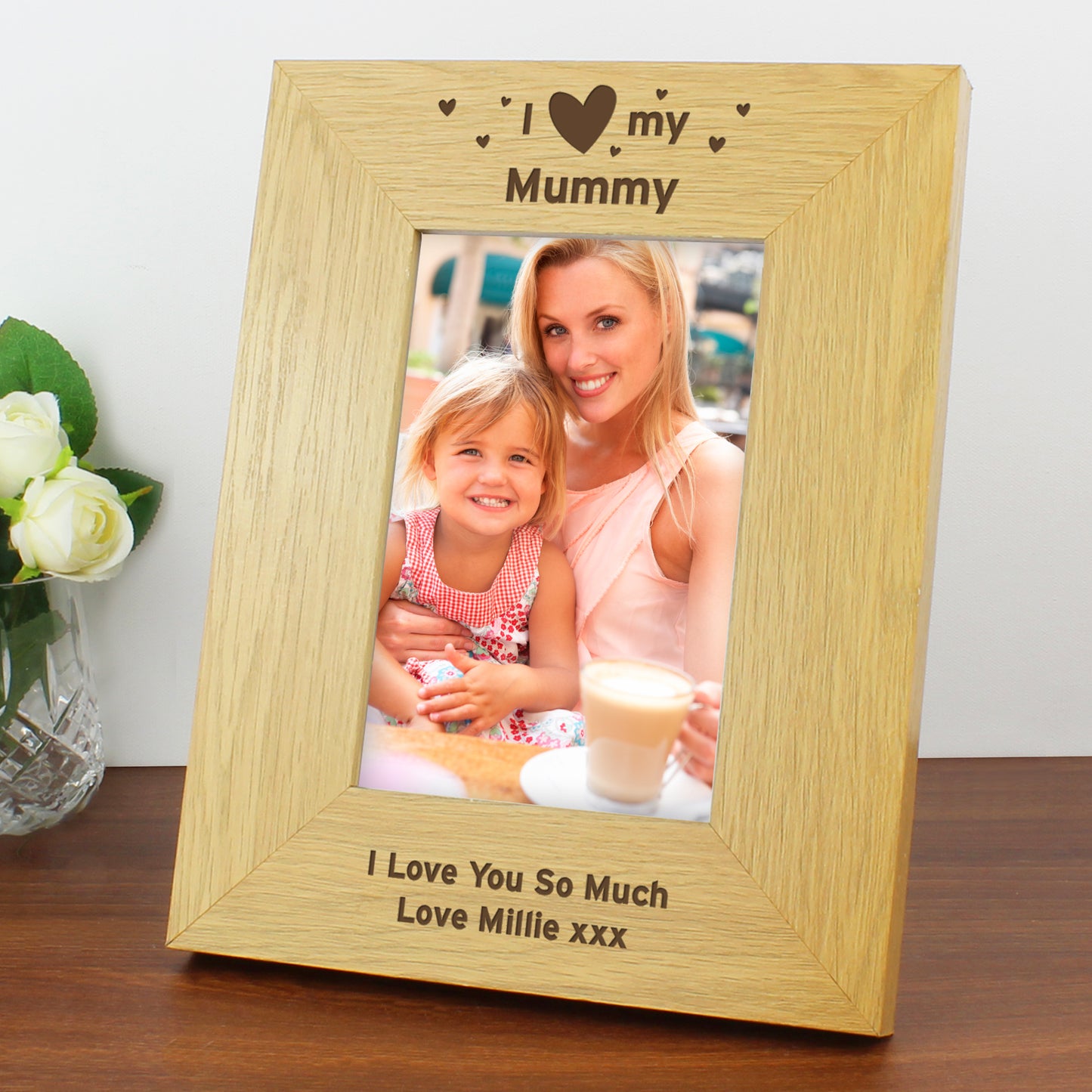 Personalised Oak Finish 6x4 I Heart My Photo Frame FD