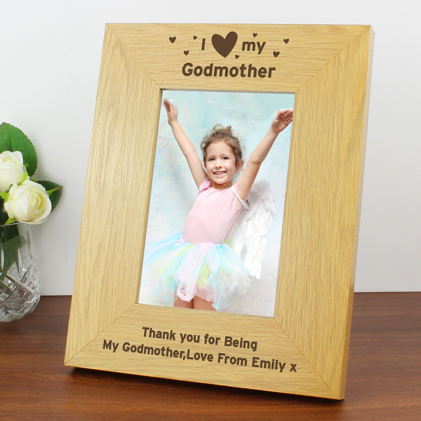 Personalised Oak Finish 6x4 I Heart My Photo Frame FD