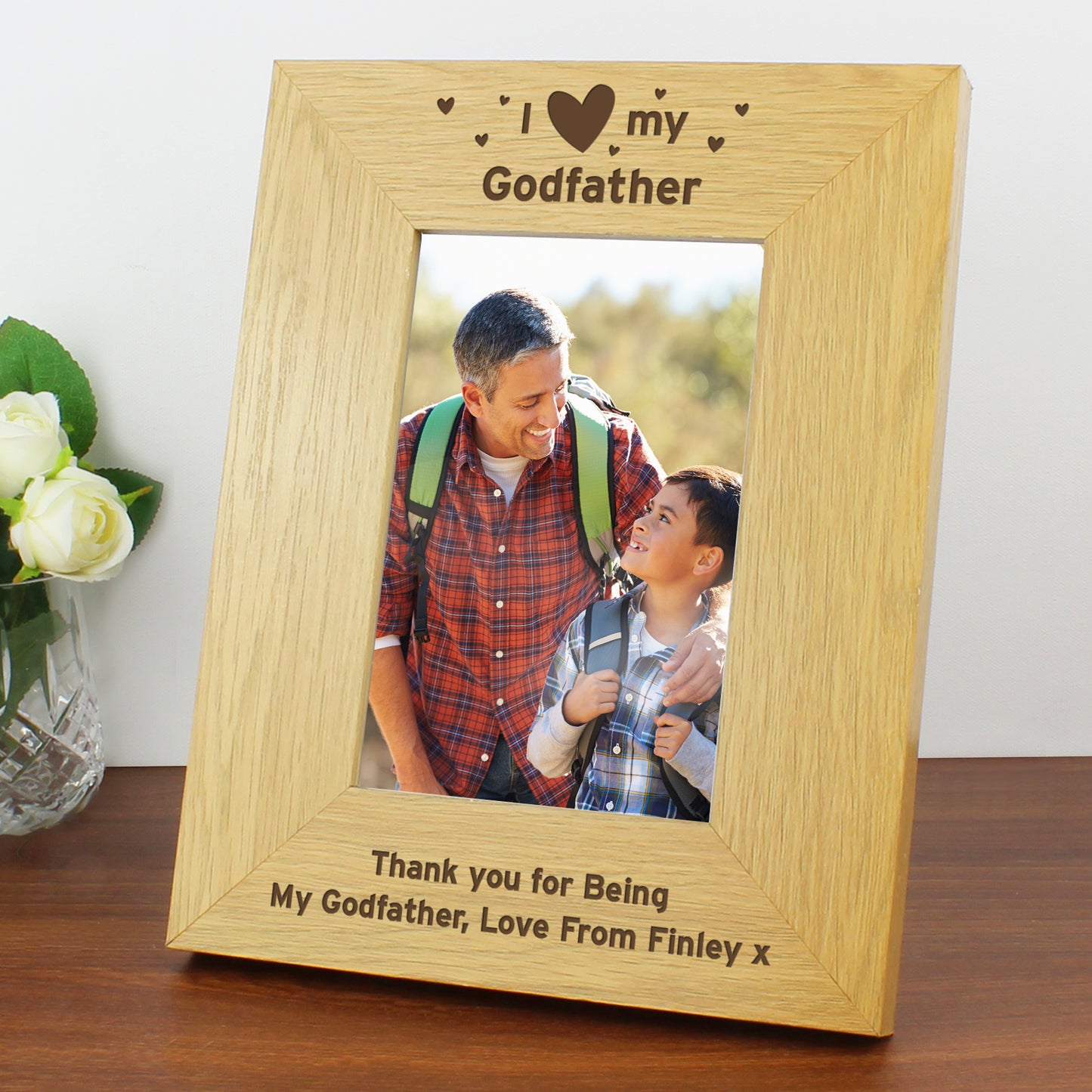 Personalised Oak Finish 6x4 I Heart My Photo Frame FD