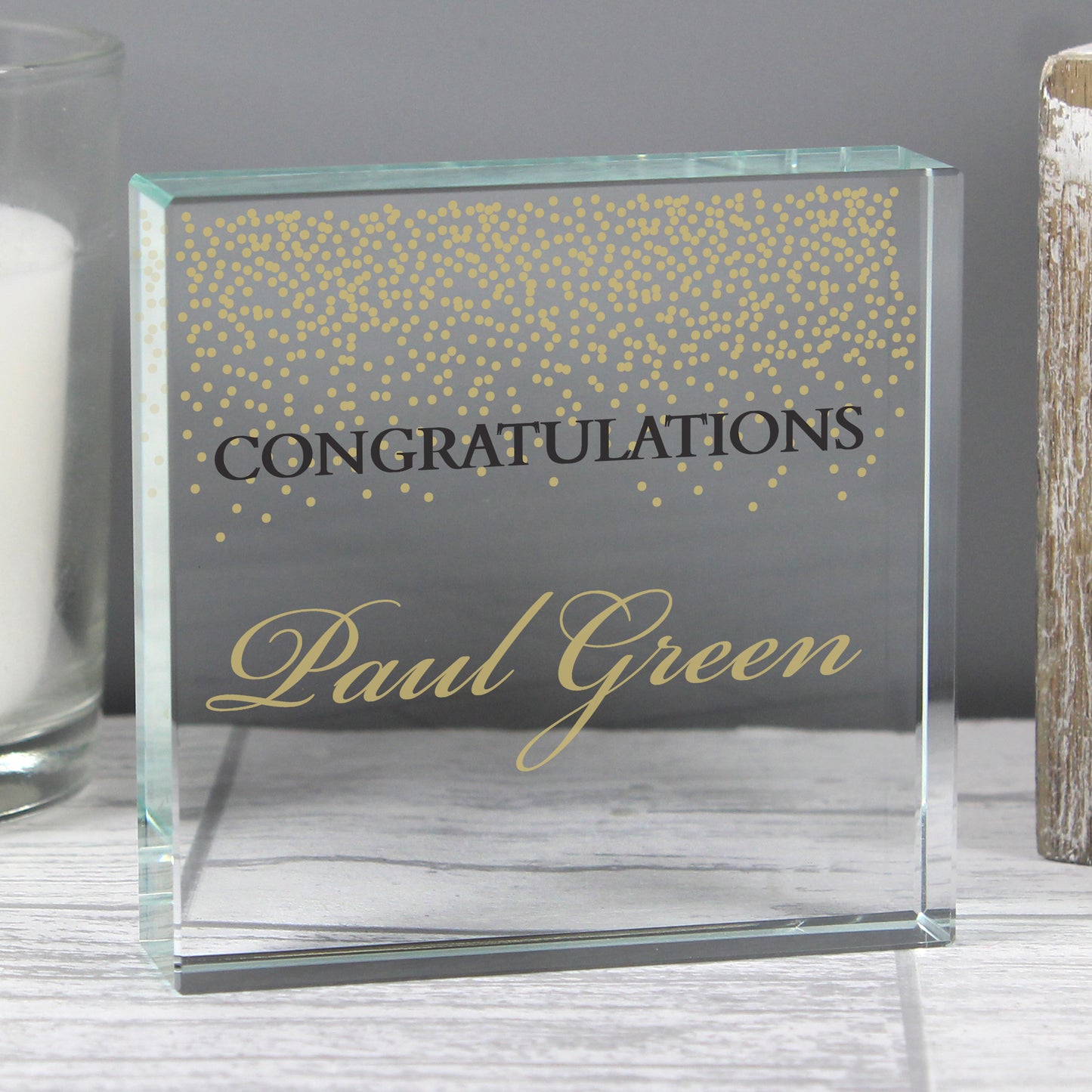 Personalised Gold Confetti Crystal Token