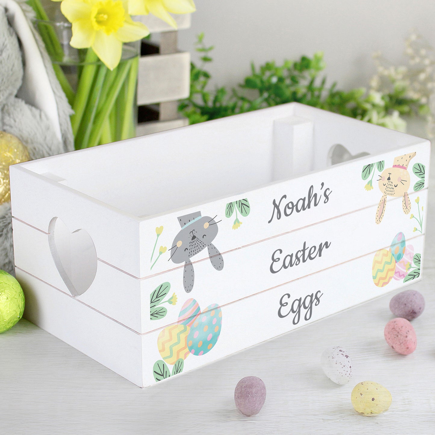 Personalised Easter Egg Hunt Small Wooden Crate