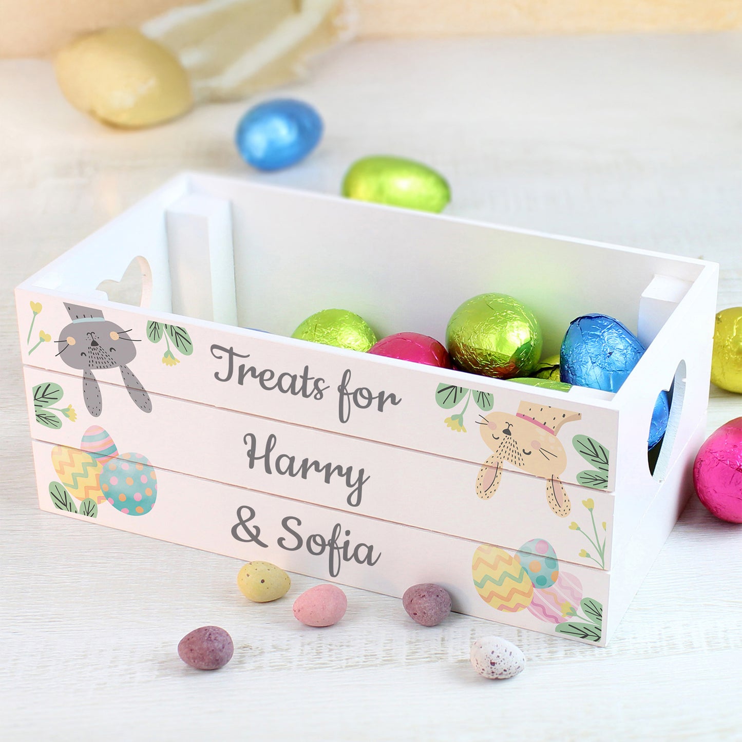 Personalised Easter Egg Hunt Small Wooden Crate
