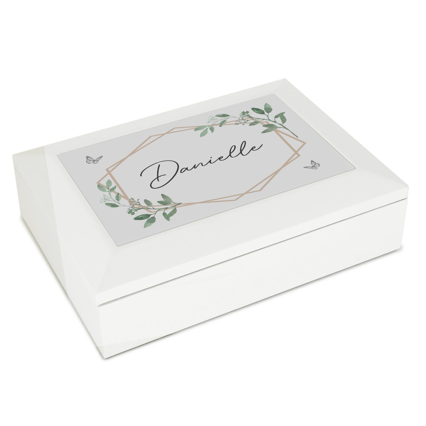 Personalised Botanical Butterfly Wooden Jewellery Box